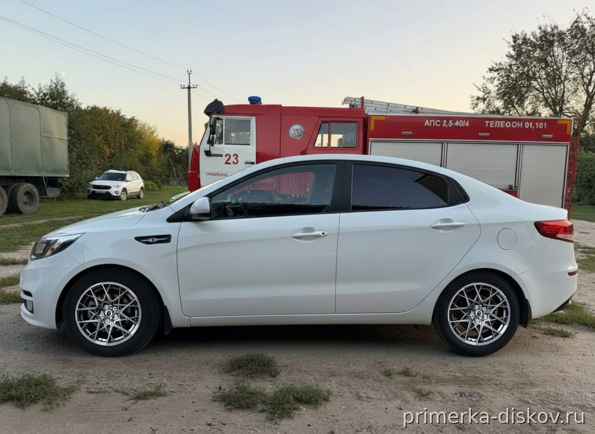 Примерка дисков на KIA Rio FB sedan 2017-2026
